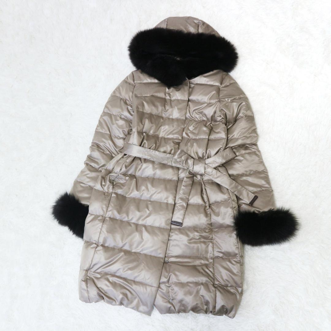 【極美品】ナノユニバース×西川 シャイニーダウンコート 38 フォックスファー