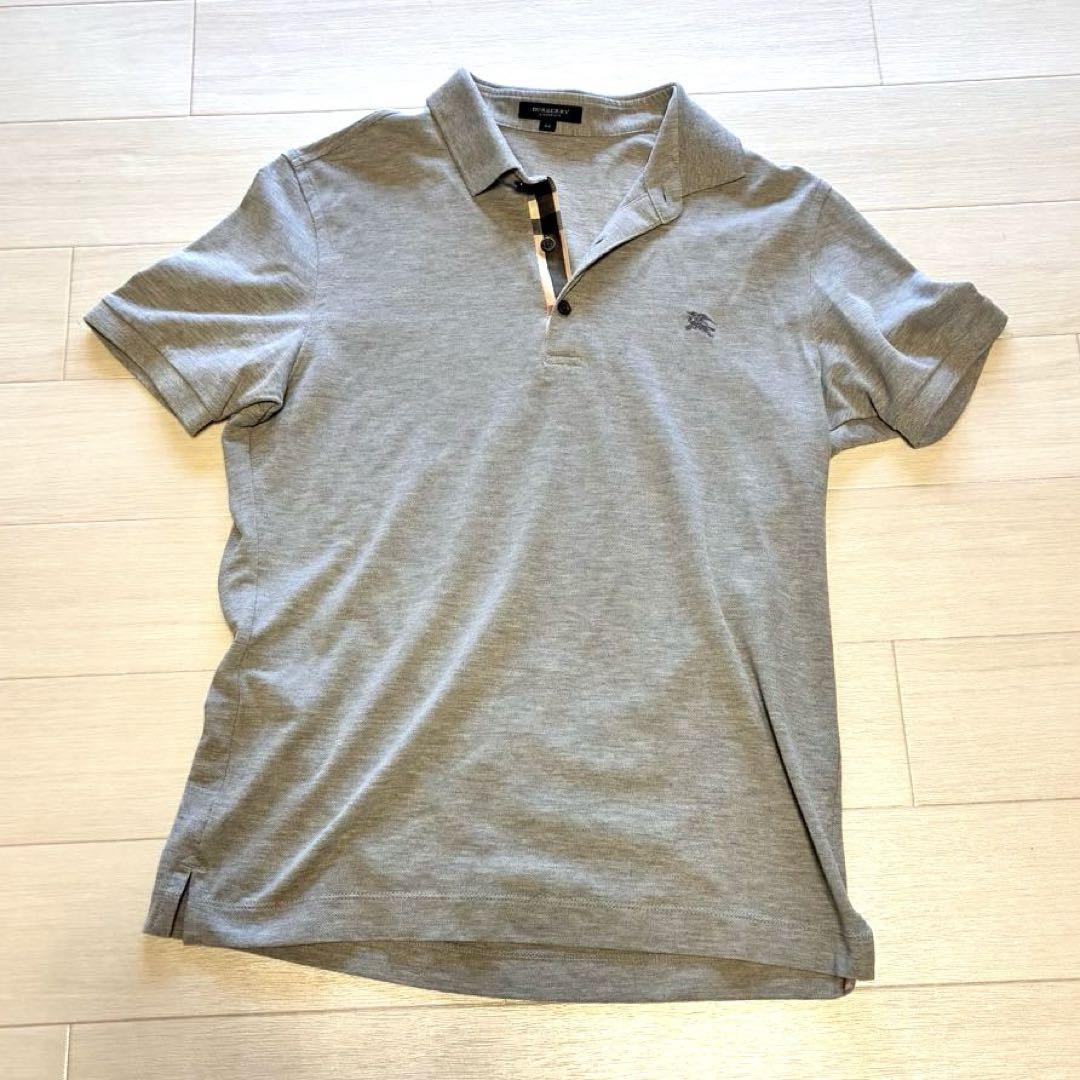 【BURBERRY】ポロシャツ グレー Mサイズ 即購入OK】Burberry London 半袖ポロシャツ サイズM グレー