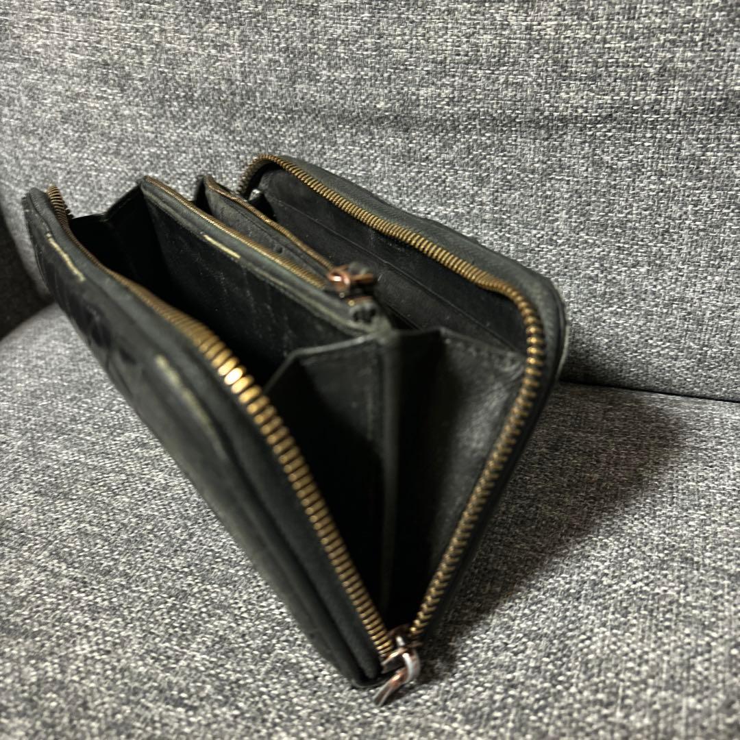 BOTTEGA VENETAインペラトーレラウンドファスナー 革長財布 ブラック