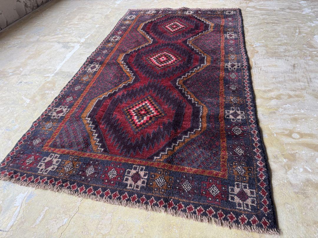 トライバルラグ ヴィンテージ家具 194×109cm 手織り 絨毯 カーペット