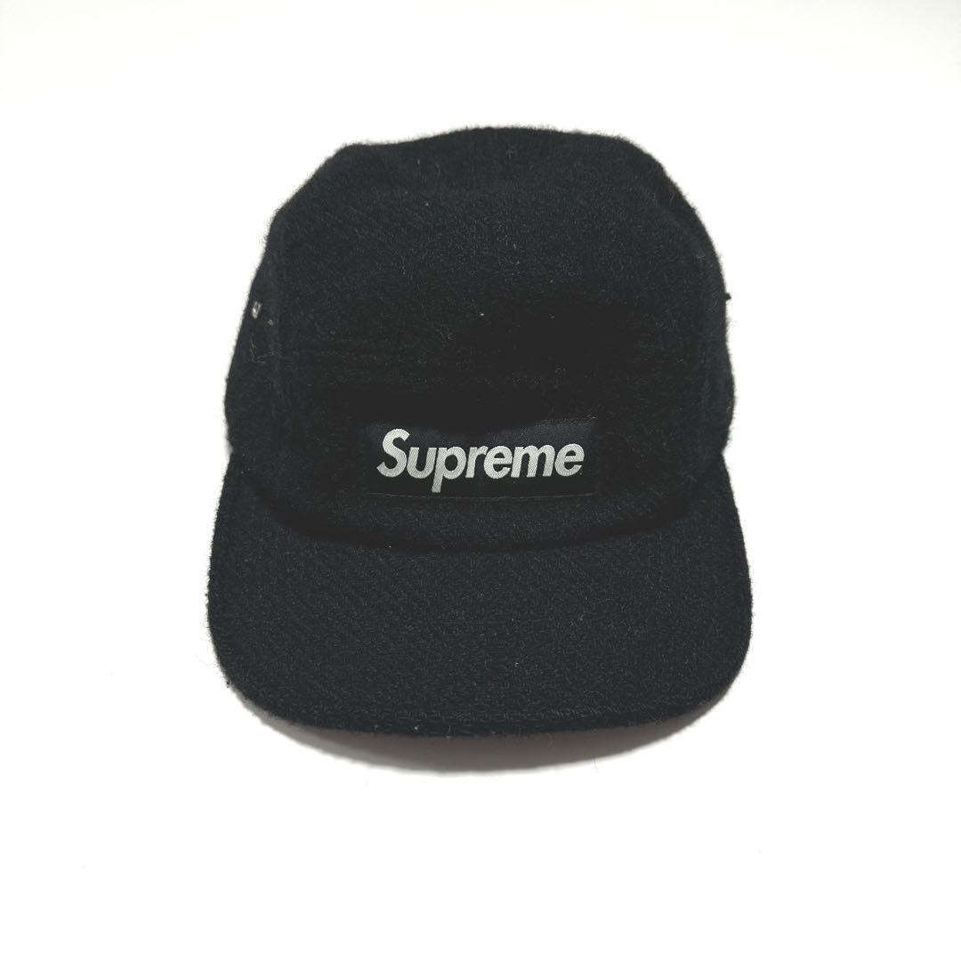 supreme ハリツイード　ロゴ　ジェットキャップ　黒　ブラック　シュプリーム