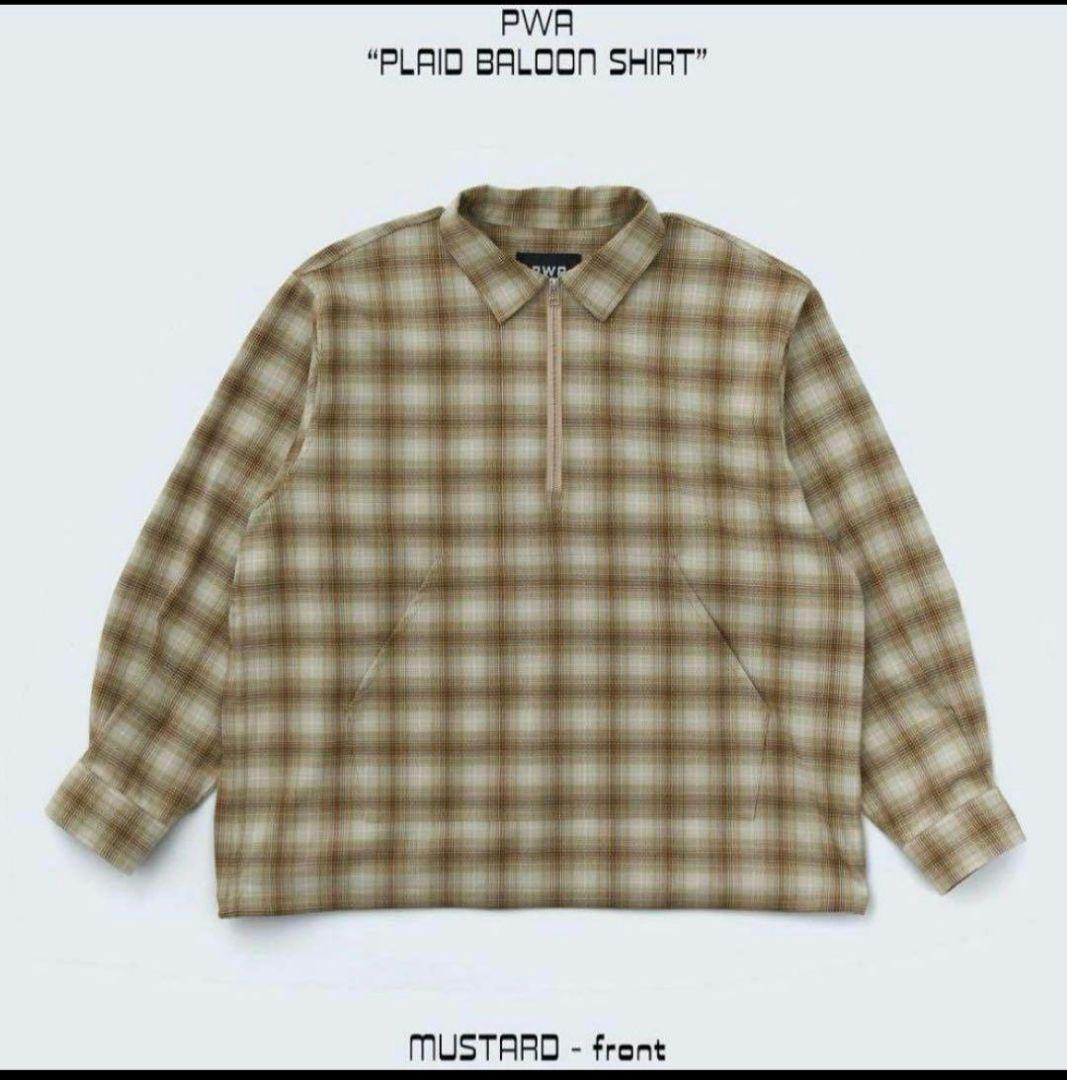 PWA PLAID BALOON SHIRT M マスタード ハーフジップ