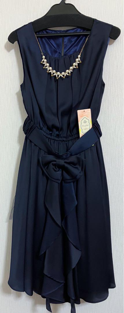 Dorry Doll サテンフレアドレス ネイビー サイズ38