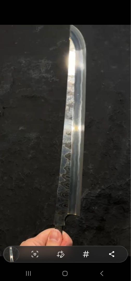 二唐刃物　鬼殺し　青二　先丸柳刃　300mm 刃のみ キッチン・食器
