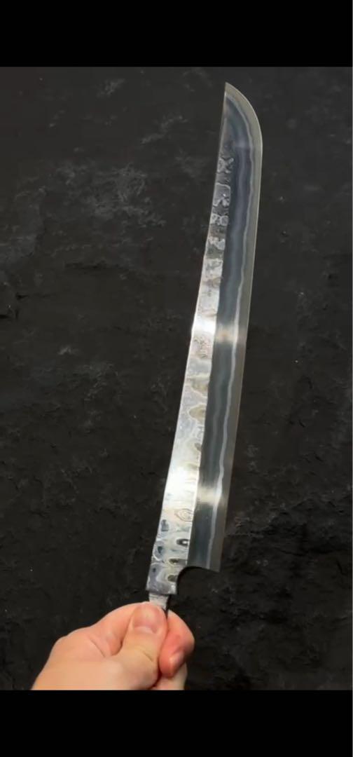 二唐刃物　鬼殺し　青二　先丸柳刃　300mm 刃のみ キッチン・食器