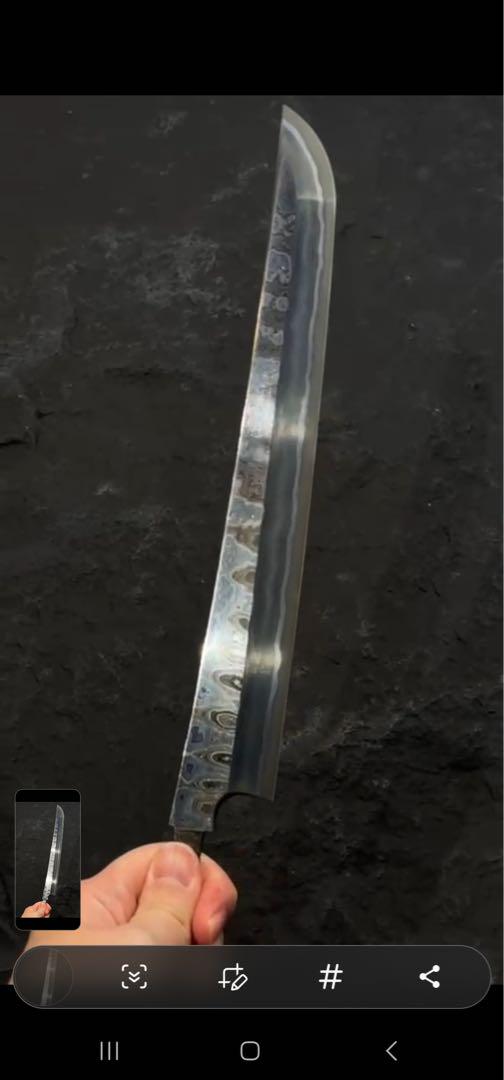 二唐刃物　鬼殺し　青二　先丸柳刃　300mm 刃のみ キッチン・食器