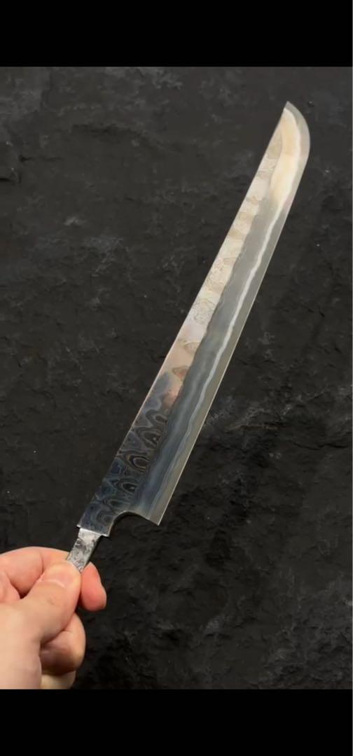 二唐刃物　鬼殺し　青二　先丸柳刃　300mm 刃のみ キッチン・食器