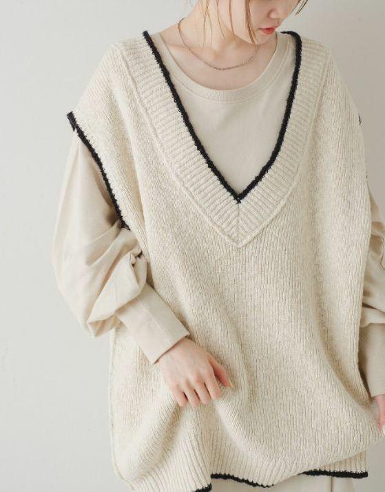 美品 kastane チルデンニットベスト アイボリー カスタネ