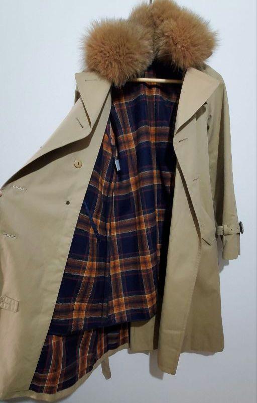 美品 ユナイテッドアローズ×サンヨー 別注 トレンチコート フォックスファー UNITED ARROWS×SANYO ブルーフォックスファー付 トレンチコート