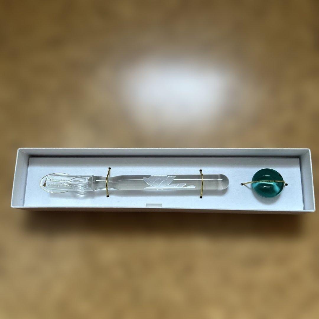 ガラスペン 蓮の花彫刻付き WWW_OPDRERGINERDOGAN_COM