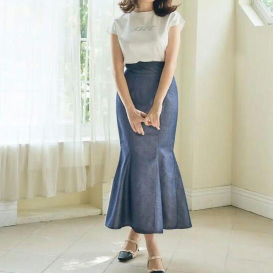 Her lip to　Mermaid Denim Effect Skirt 5,428円