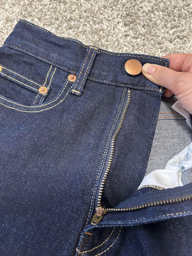 PLST プラステ PLUS STYLEハイライズワイドジーンズ NAVY