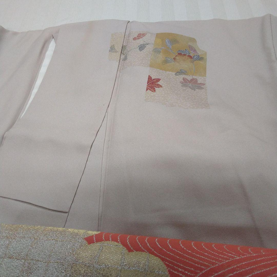 はんなりベージュ美人な訪問着▪クールなベージュ地に金花柄プリント▪肩.身丈１６１ はんなりベージュ美人な訪問着▫クールなベージュ地に金花柄