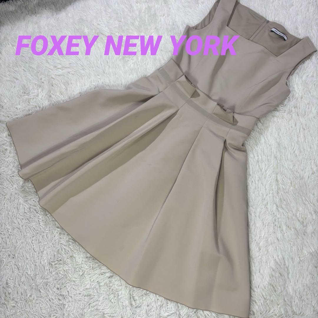 【美品】フォクシーニューヨーク ノースリーブ ワンピース フレア 40