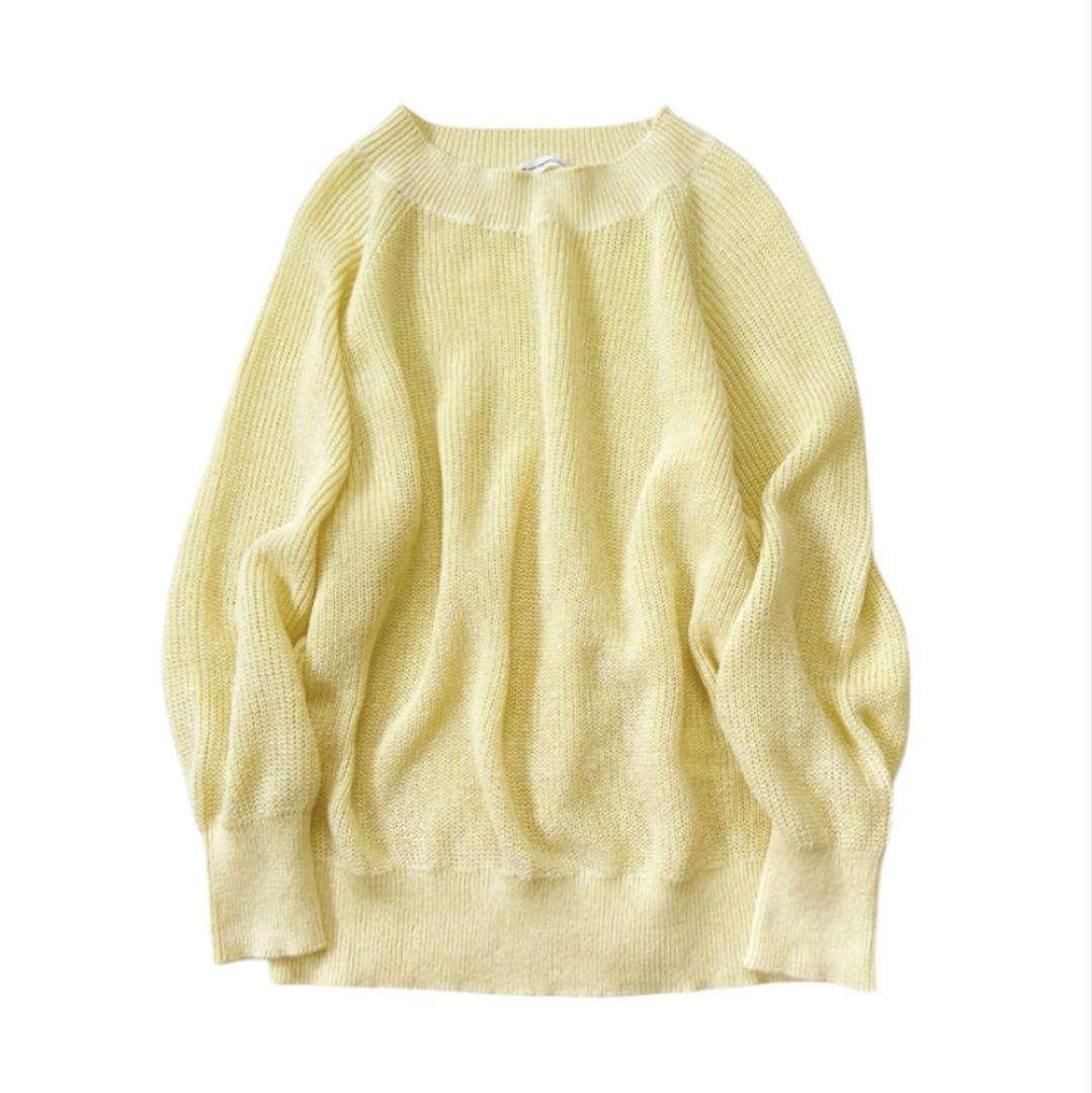 【完売品】23区 リネンラグランスリーブニット M イエロー ゆったり 完売品】23区 リネンラグランスリーブニット M イエロー