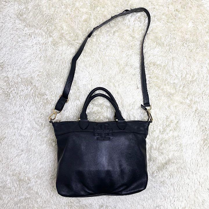 全国無料SALE 美品 トリーバーチ 2way ショルダーバッグ ロゴ型押し 総柄 レザー 黒 jcqzg-m66467237958 新作新品