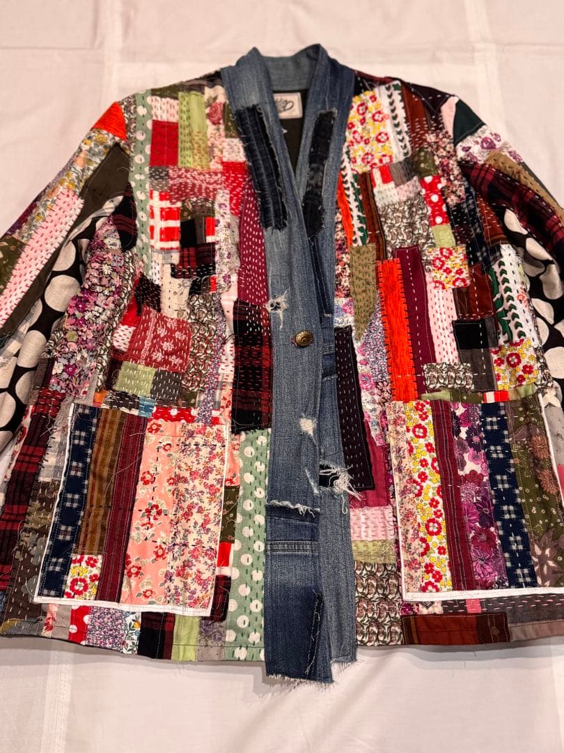 一点もの★SAYOCAFE豪華パッチワーク&刺し子の粋なジャケット 一点もの★SAYOCAFE豪華パッチワーク&刺し子の粋なジャケット
