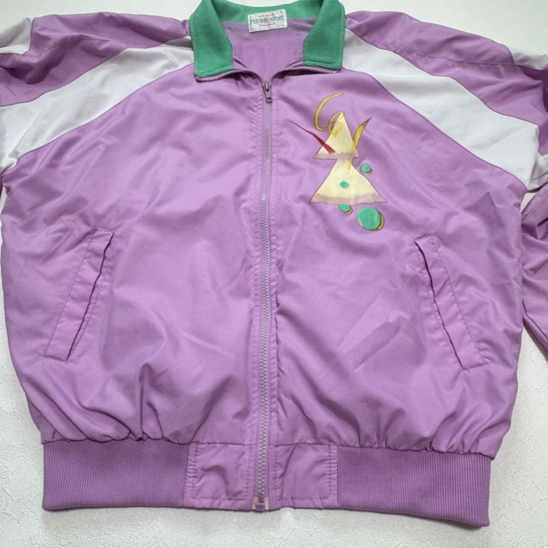 大きいサイズ レトロ ヴィンテージ ジャージ セットアップ 上下 パープル 紫
