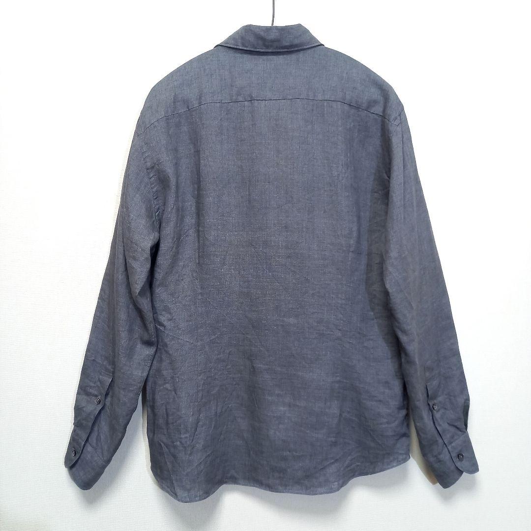 【美品】シップス ALBINI社リネン ホリゾンタルカラーリネンシャツ L 伊製 アルビニ社 シップス ホリゾンタルカラーシャツ リネン