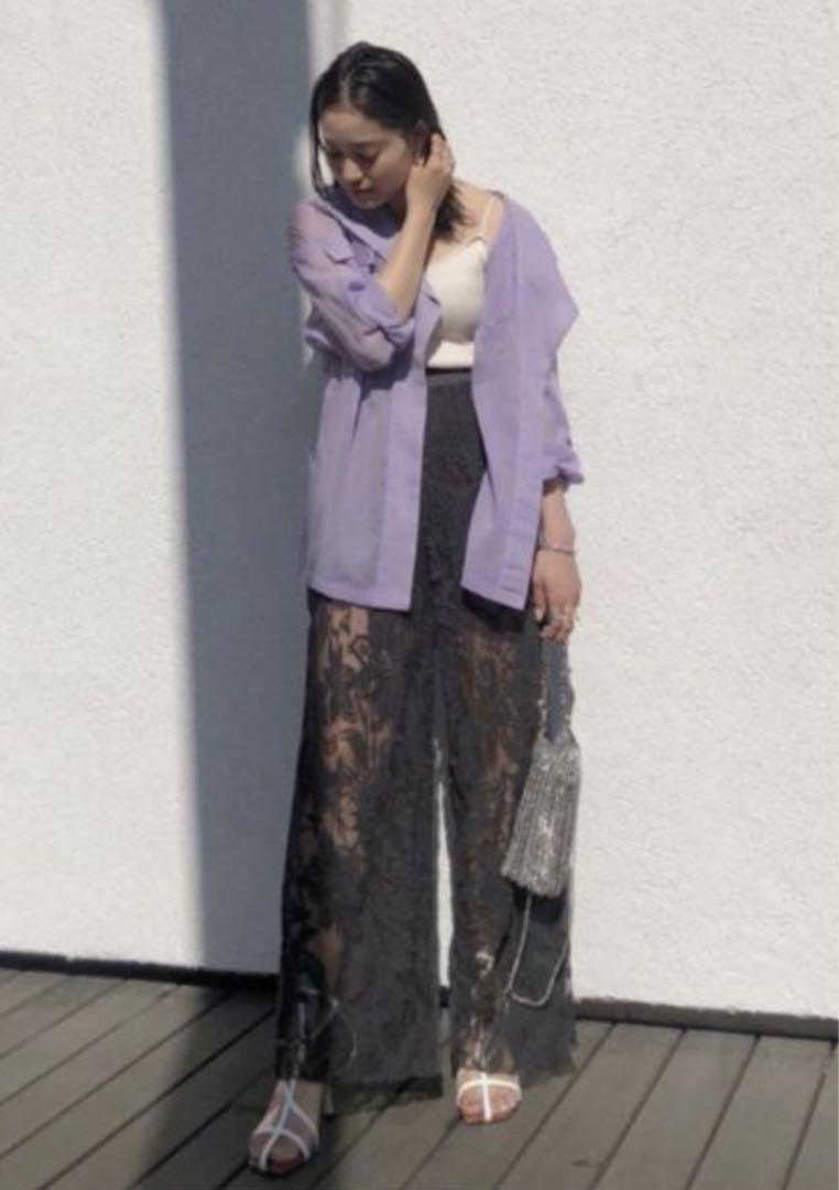 パンツ MEDI EMBROIDERY TULLE PANTS
