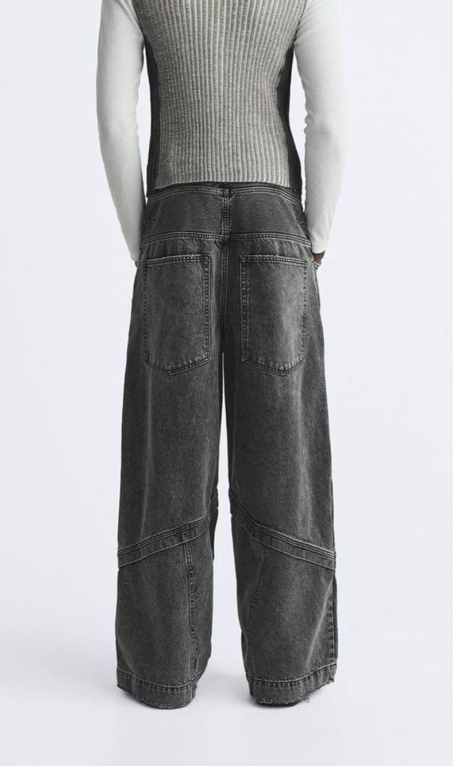 ○中古 ZARA BAGGY FIT バギーデニム ブラックグレー JP34