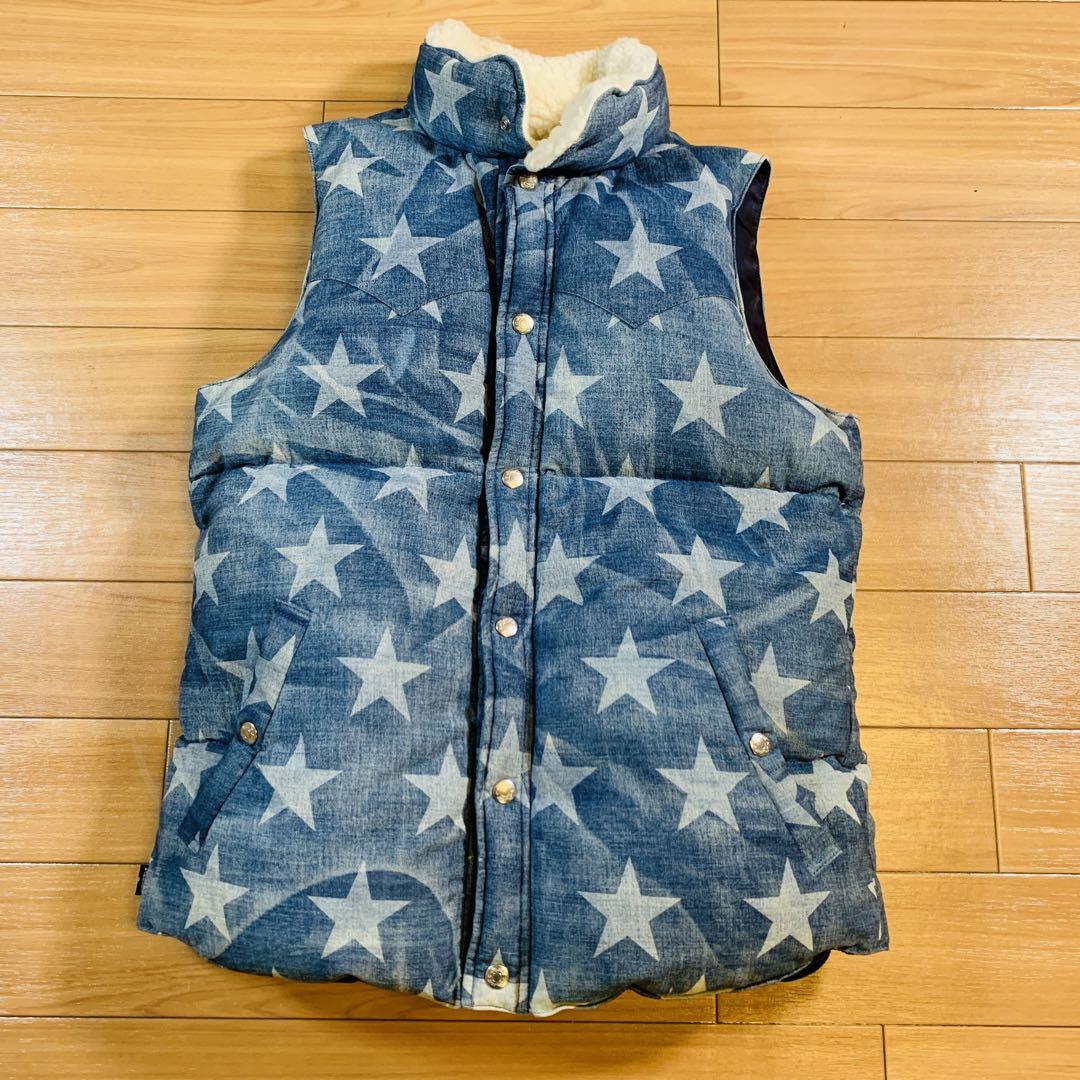 【希少、美品】Marbles＆co ダウンベスト　デニム　星　L