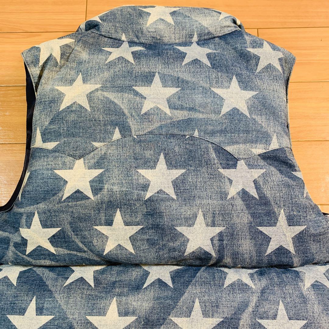 【希少、美品】Marbles＆co ダウンベスト　デニム　星　L 希少、美品】Marbles＆co ダウンベストデニム星L