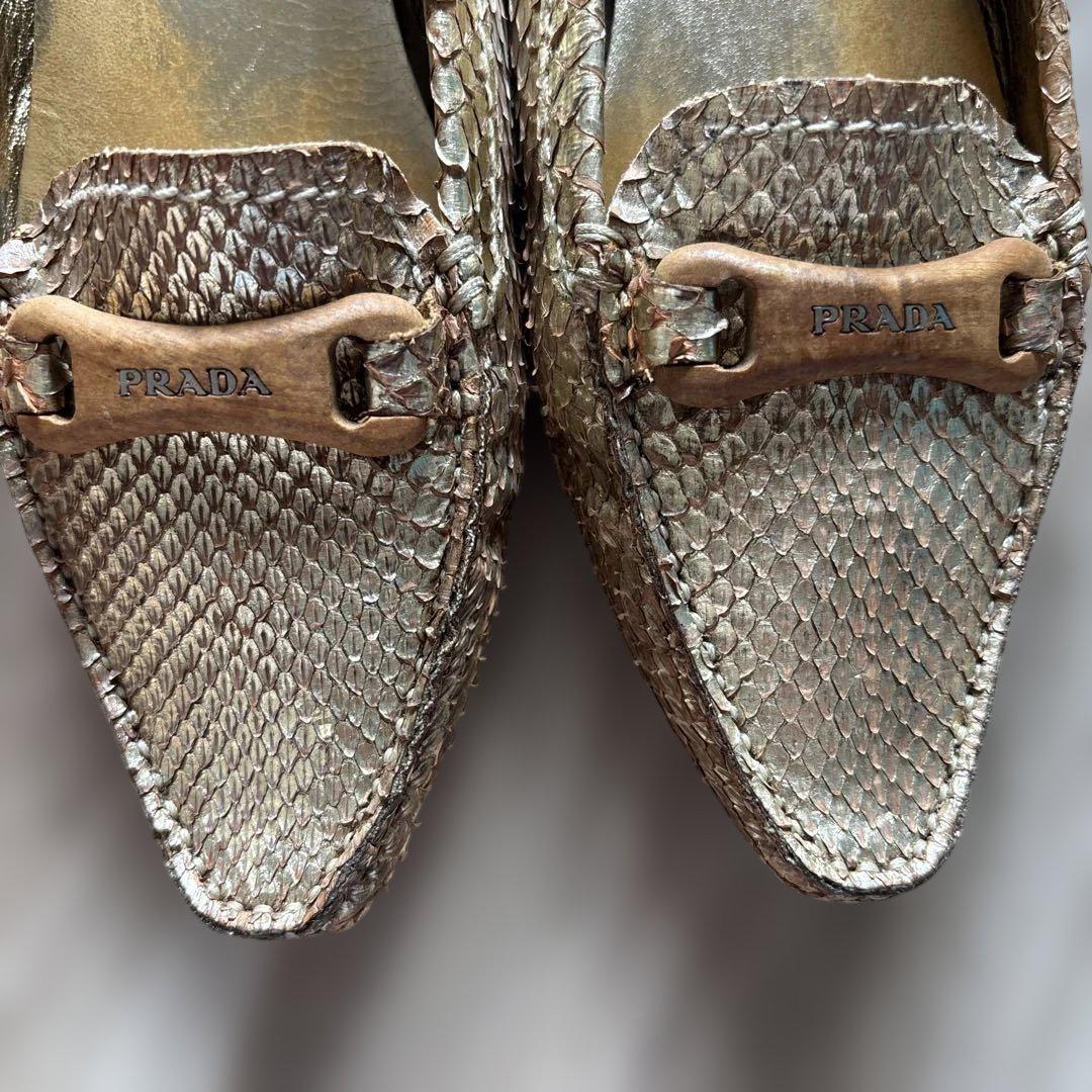 値下げ！☆PRADA☆ ローファー ゴールド サイズ38（約24.5〜25cm