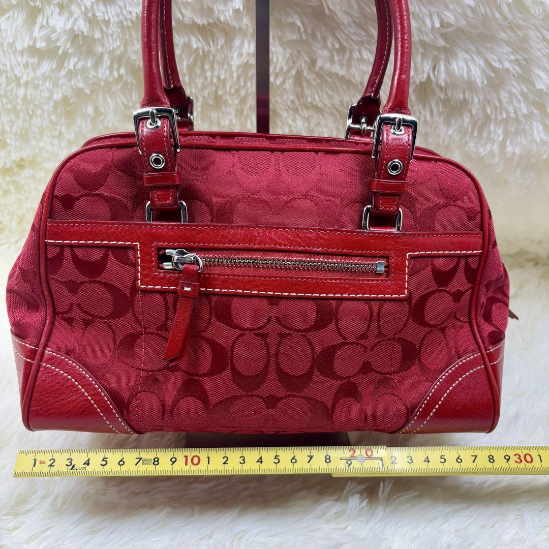 COACH コーチ ミニボストン ハンドバッグ シグネチャー キャンバス 赤 COACH コーチ ハンド シグネイチャー キャンバス レザー ミニ