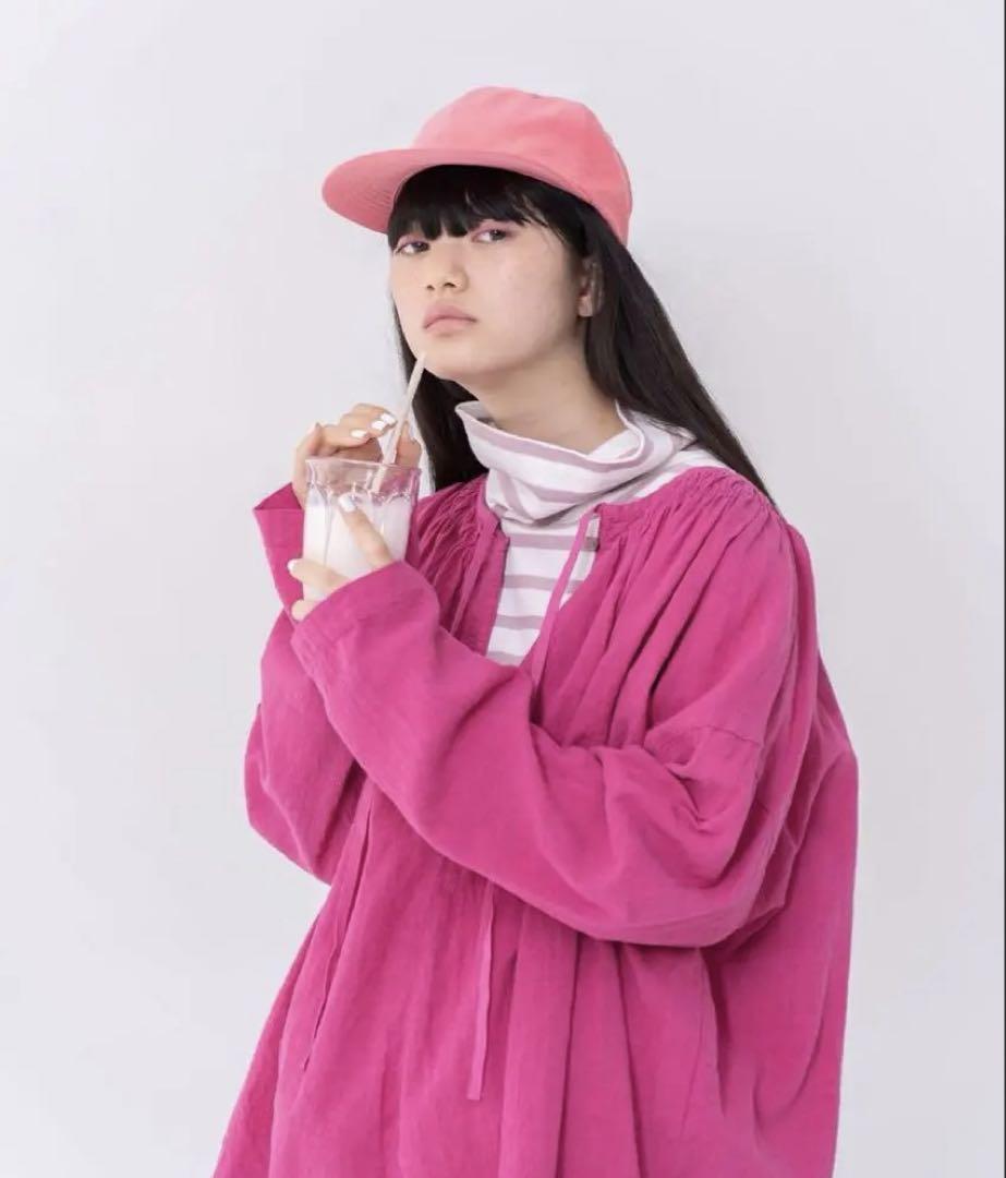 ネストローブ nest Robe 近江晒しスモックブラウス ピンク タグ