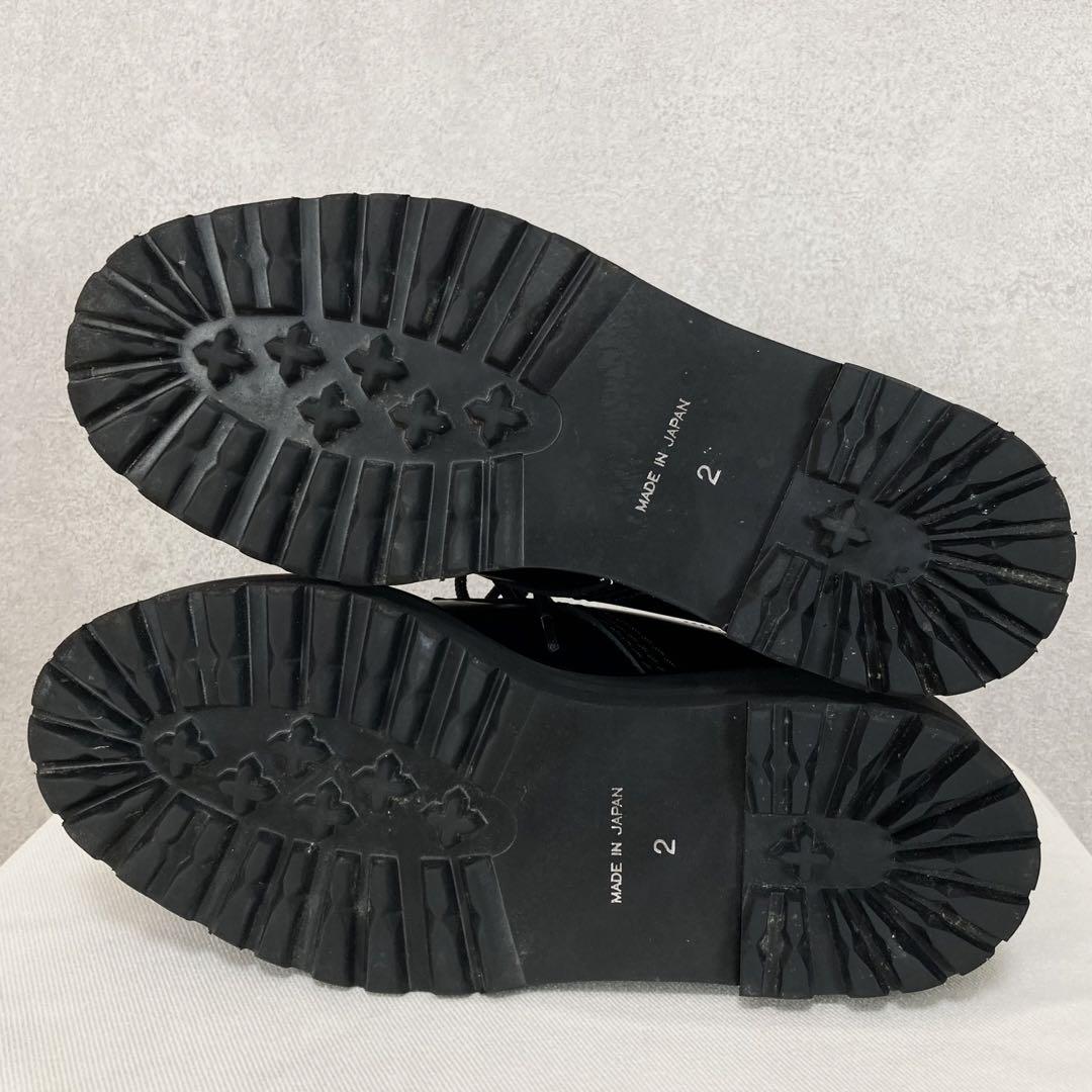 Y's GLASS LEATHER FRINGE TONGUE SHOES 黒2