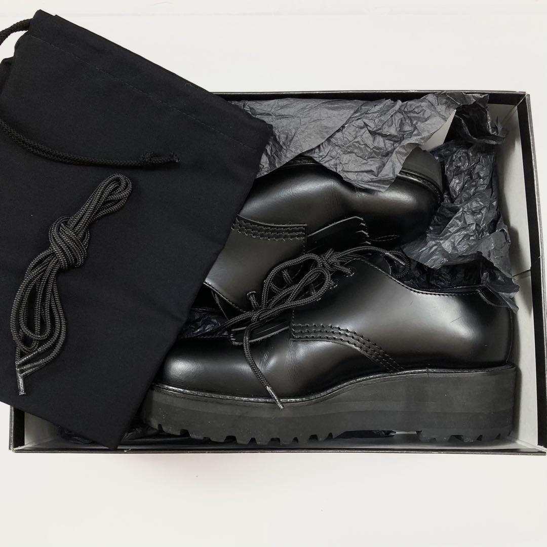 Y's GLASS LEATHER FRINGE TONGUE SHOES 黒2