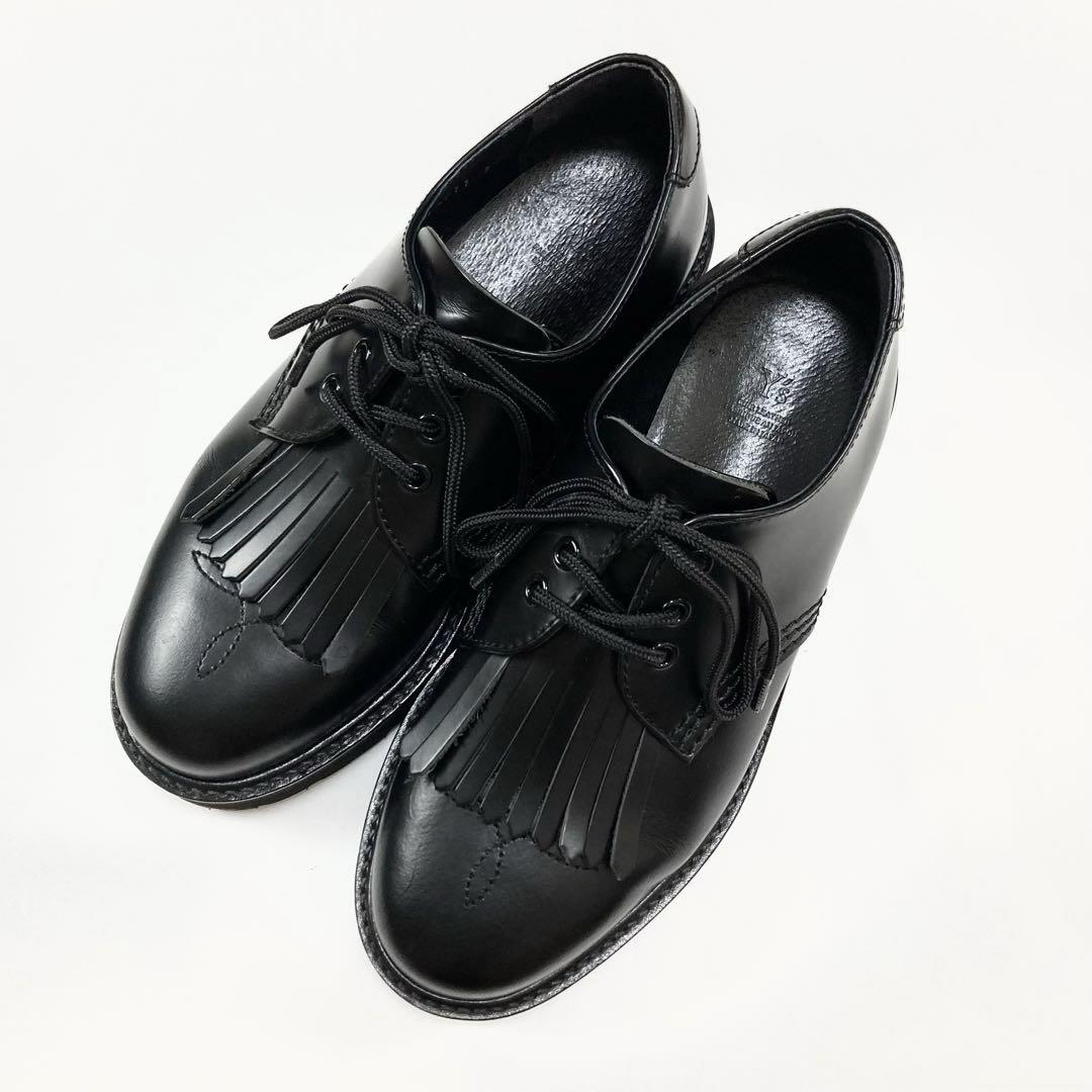Y's GLASS LEATHER FRINGE TONGUE SHOES 黒2