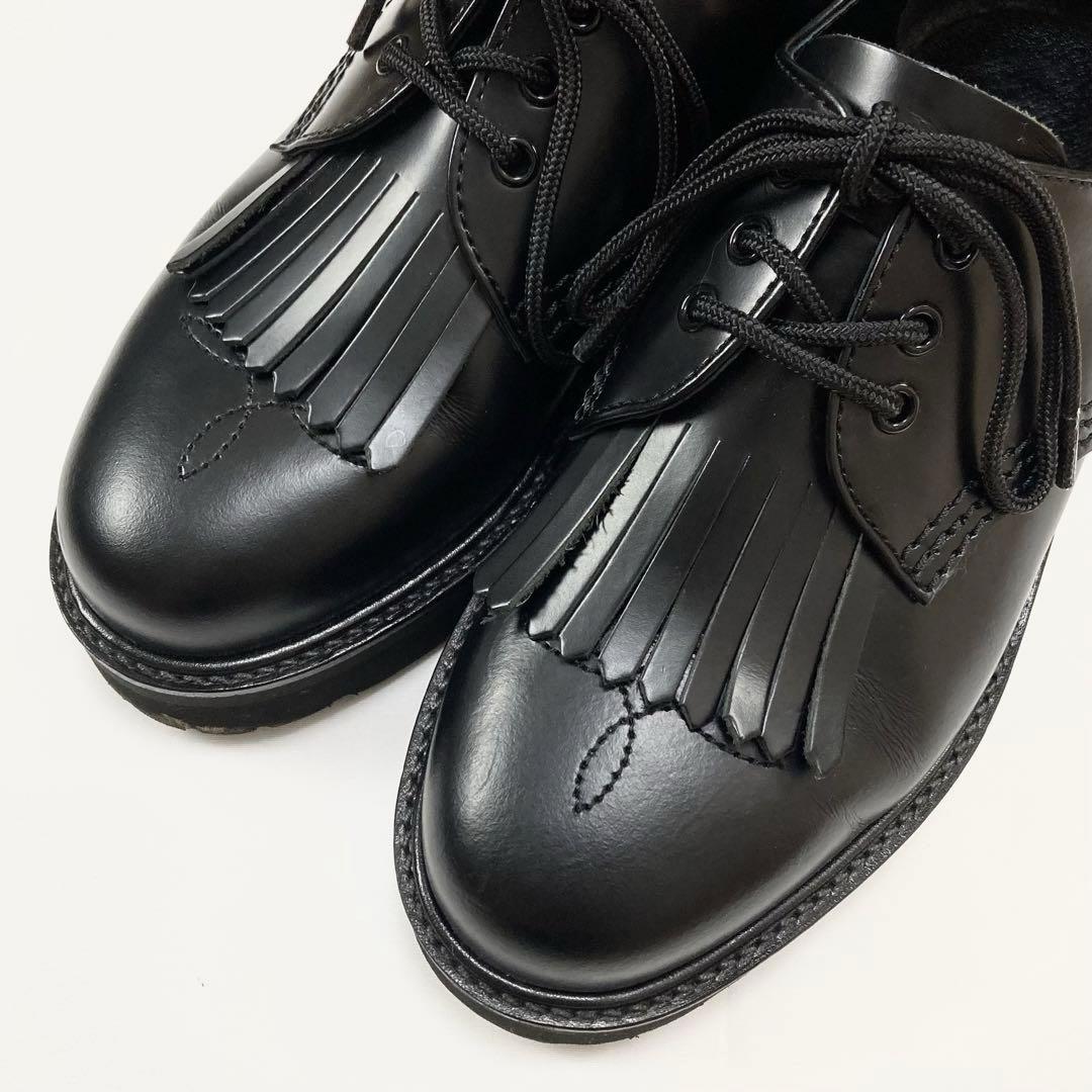 Y's GLASS LEATHER FRINGE TONGUE SHOES 黒2