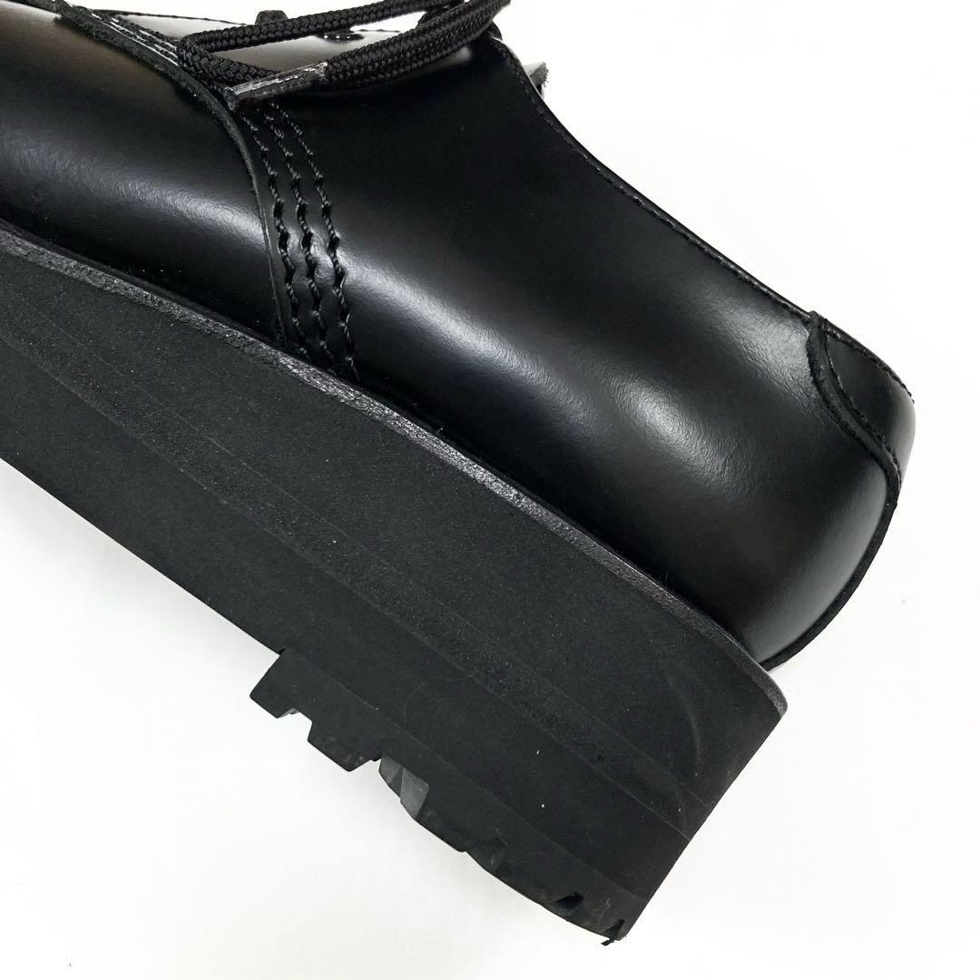 Y's GLASS LEATHER FRINGE TONGUE SHOES 黒2