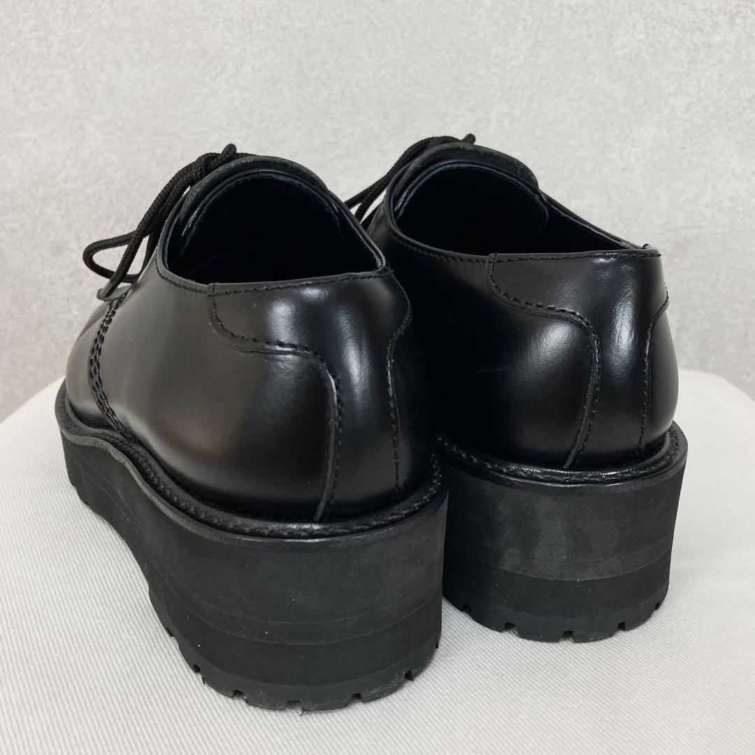 Y's GLASS LEATHER FRINGE TONGUE SHOES 黒2