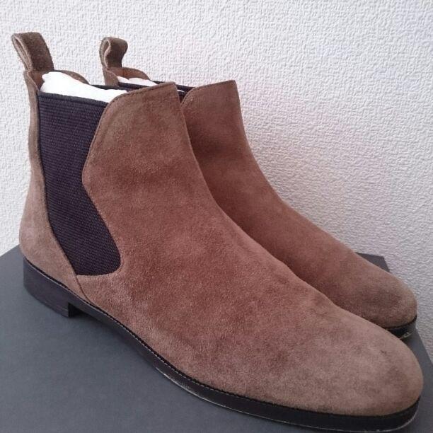 【USED】サイドゴア スウェード ショートブーツ ミドルブラウン 24.0cm