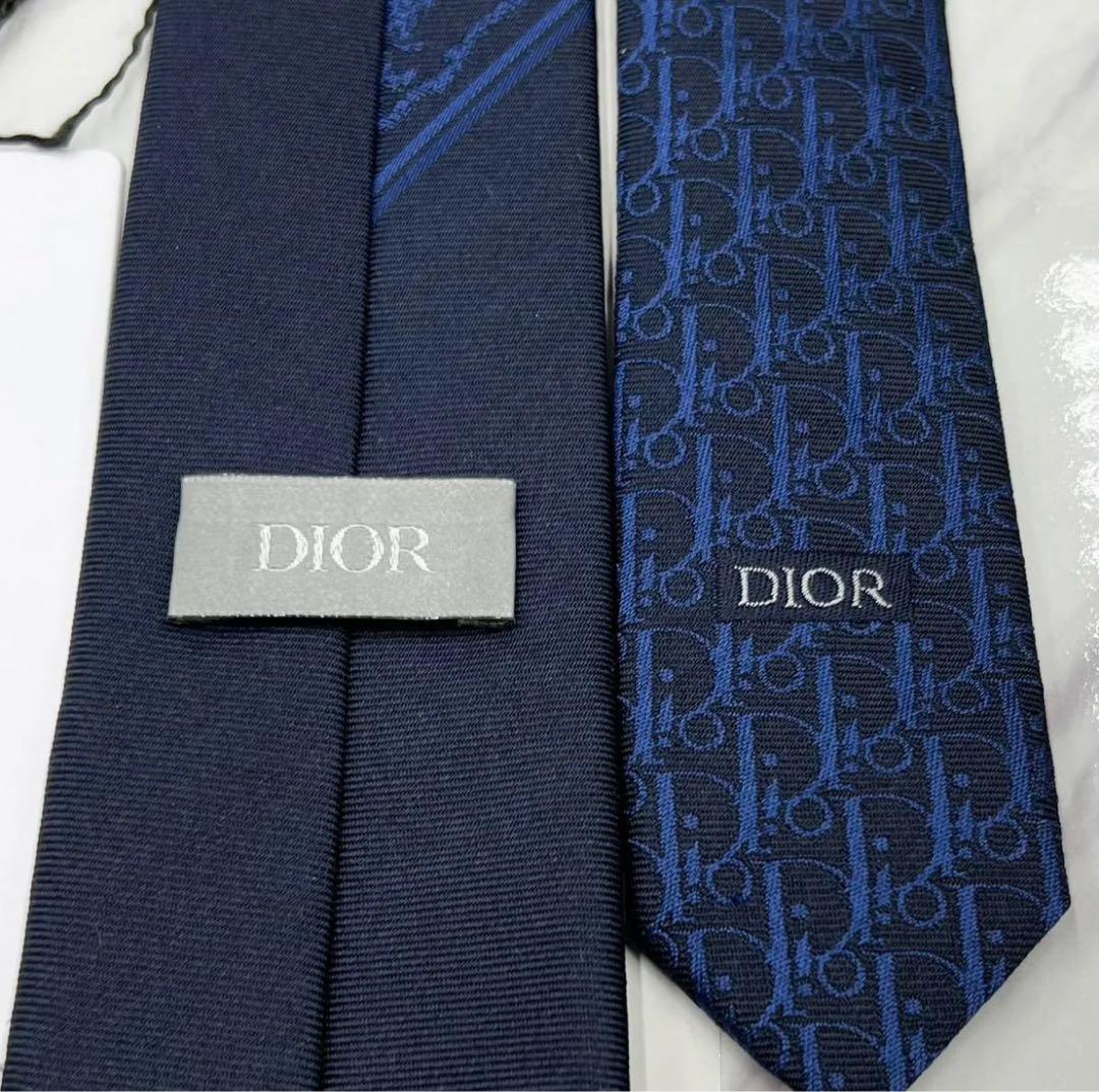Dior ディオール ネイビー シルク ネクタイ メンズ - メルカリ