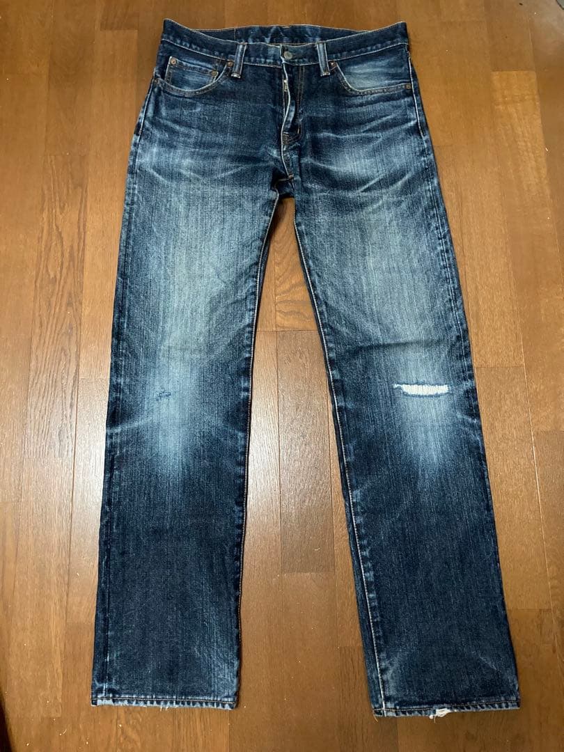 児島ジーンズ　Gパン　デニム　インディゴ　蜂の巣　髭　ストレート　色落ち