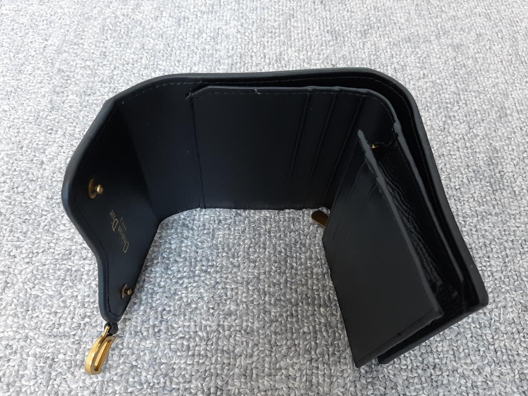 新品　クリスチャンディオール　Dior　サドル　ロータス　三つ折り　財布　黒　箱