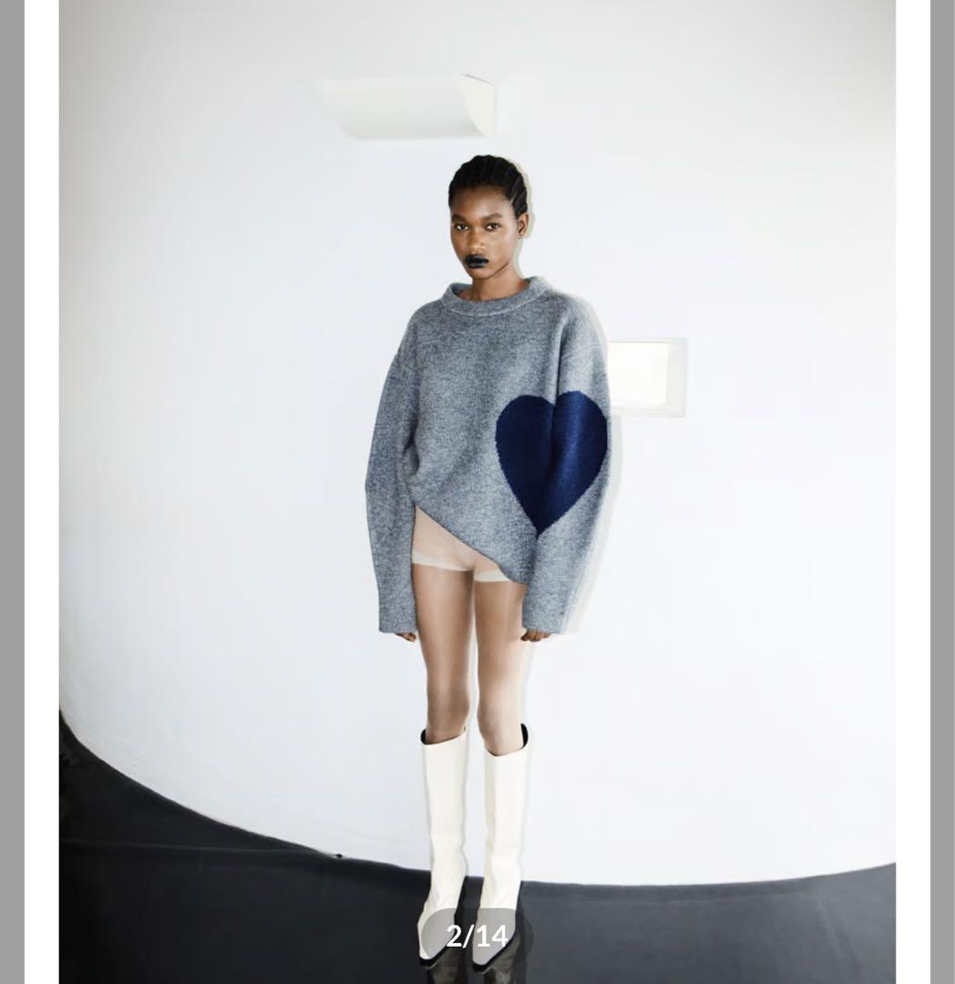 【ほぼ新品未使用】NKNITハートパターンニット pattern KNITグレー nknit ♡ pattern knitハートニットグレー