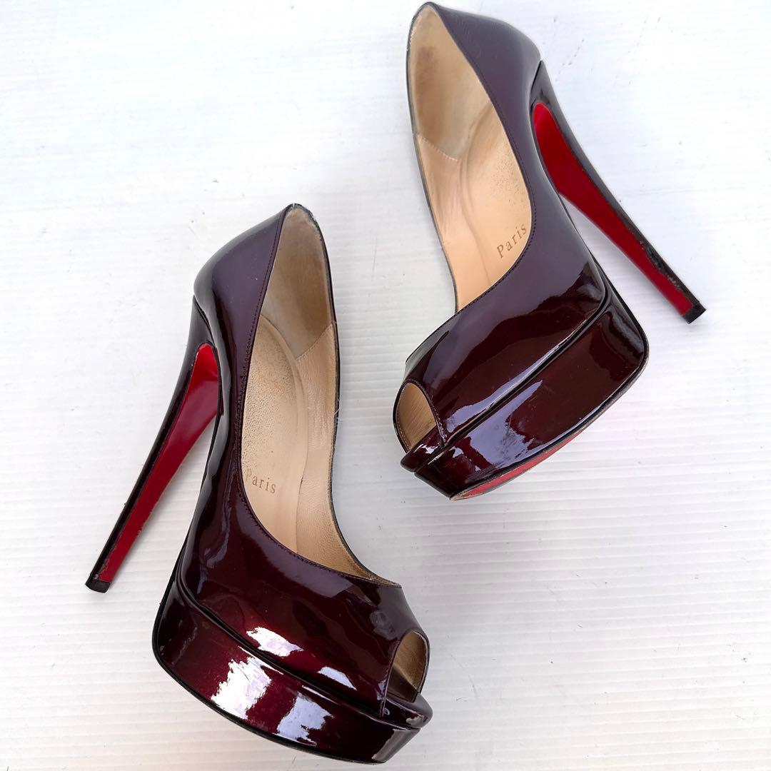 ルブタン　厚底　オープントゥ　サンダル　ハイヒール　パンプス　エナメル　36.5