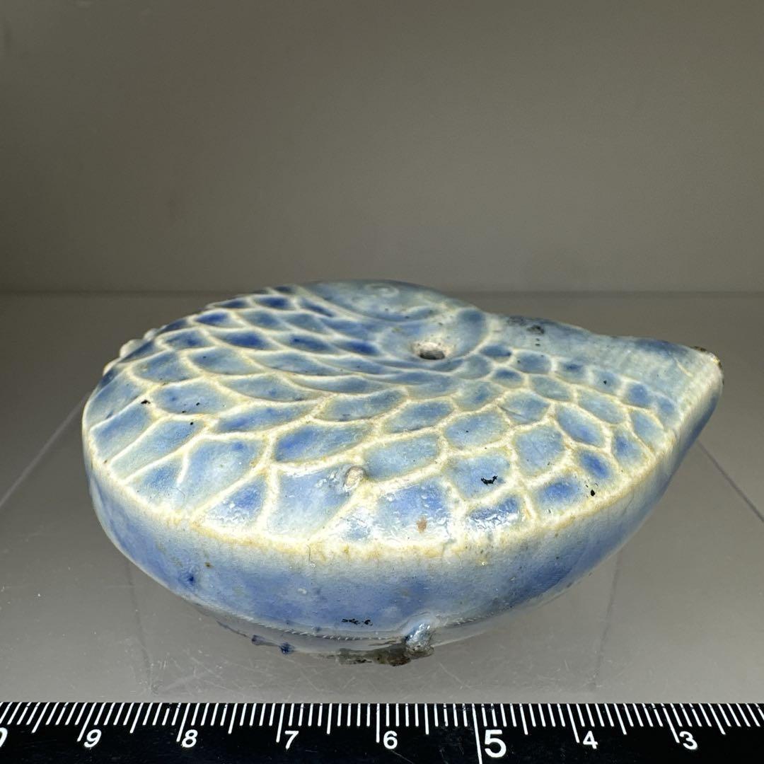 李朝　染付鯉形水滴　幅約8㎝　東Y7-0414☆2Fタエカ 李朝 染付鯉形水滴 幅約8㎝ 東Y7-0414☆2Fタエカ