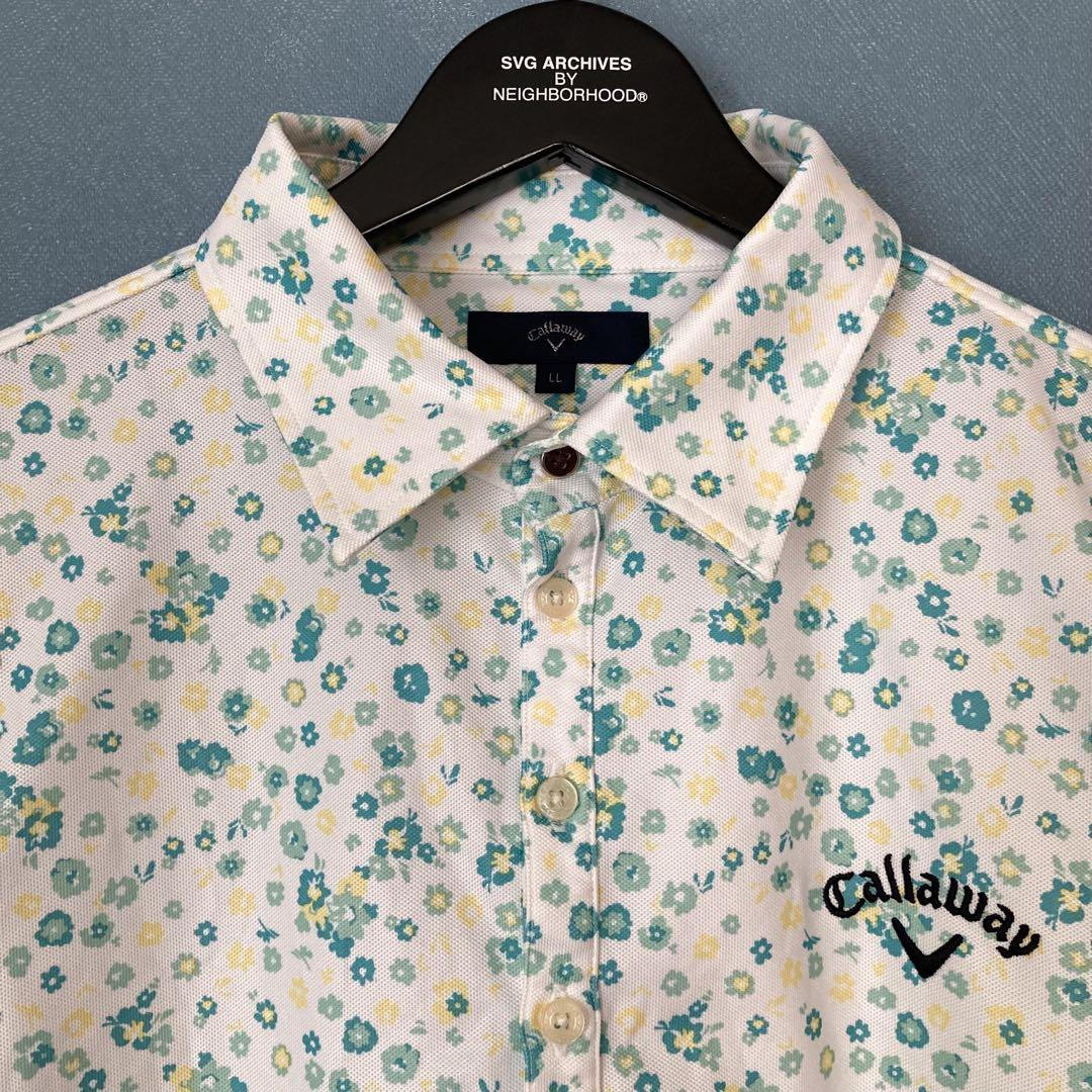 Callaway 花柄 ポロシャツ LL ゴルフウェア 美品 ドライストレッチ