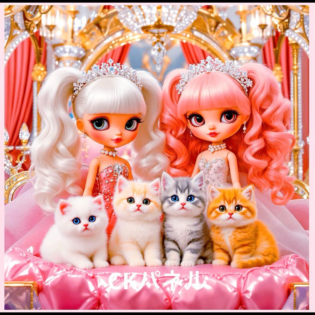 限定20枚　レアパネル生地　6柄セット　女の子と猫パネル生地