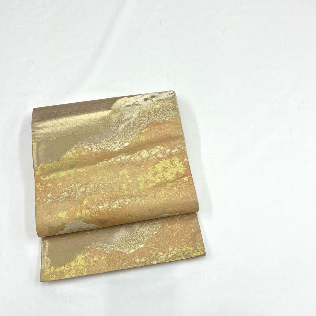 袋帯 花唐草 葉模様 金糸 シャンパンゴールド色 P-3070