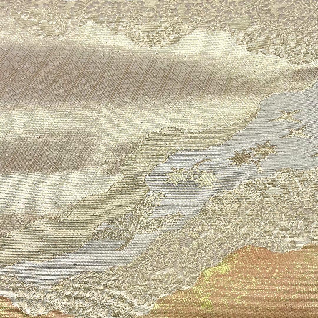 袋帯 花唐草 葉模様 金糸 シャンパンゴールド色 P-3070