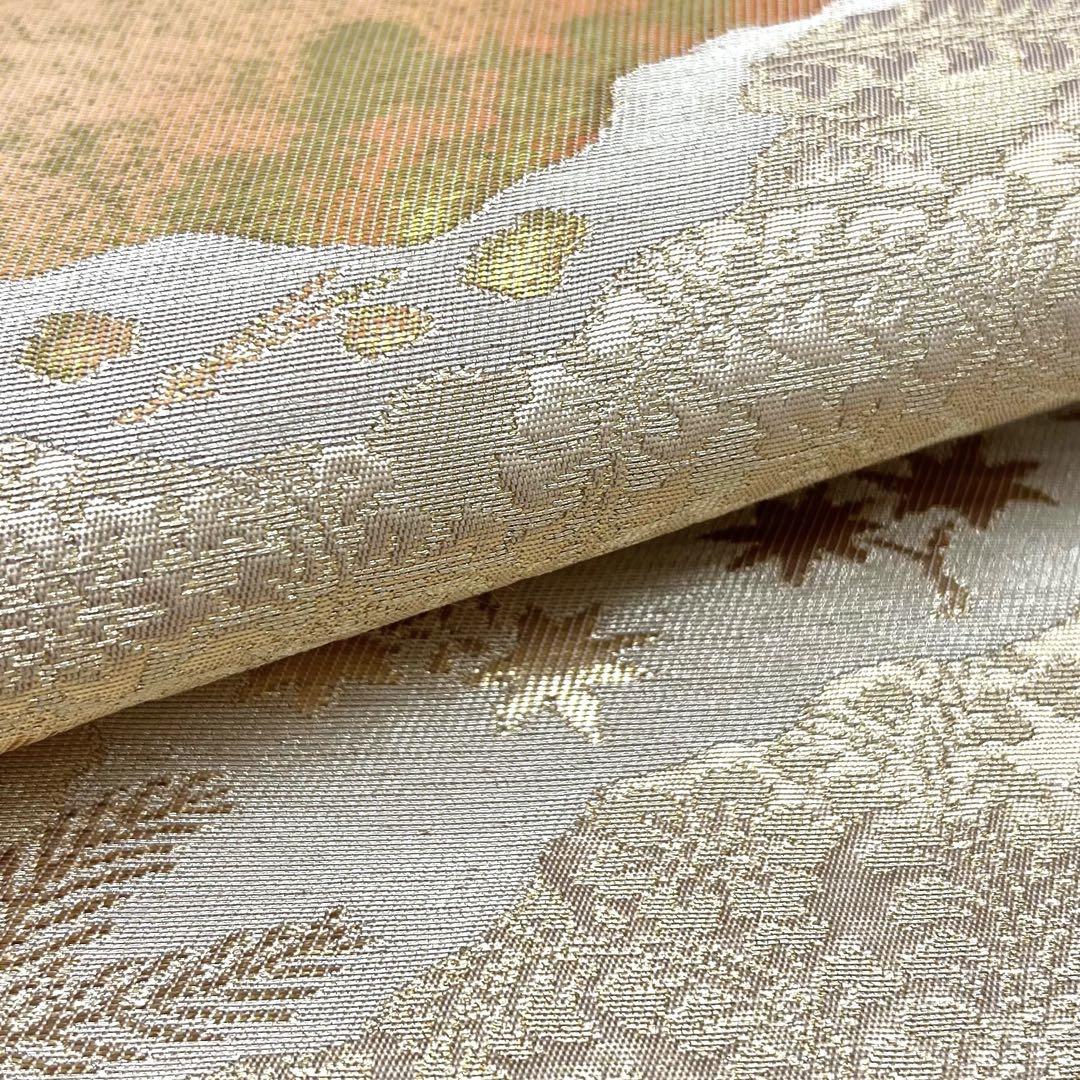 袋帯 花唐草 葉模様 金糸 シャンパンゴールド色 P-3070
