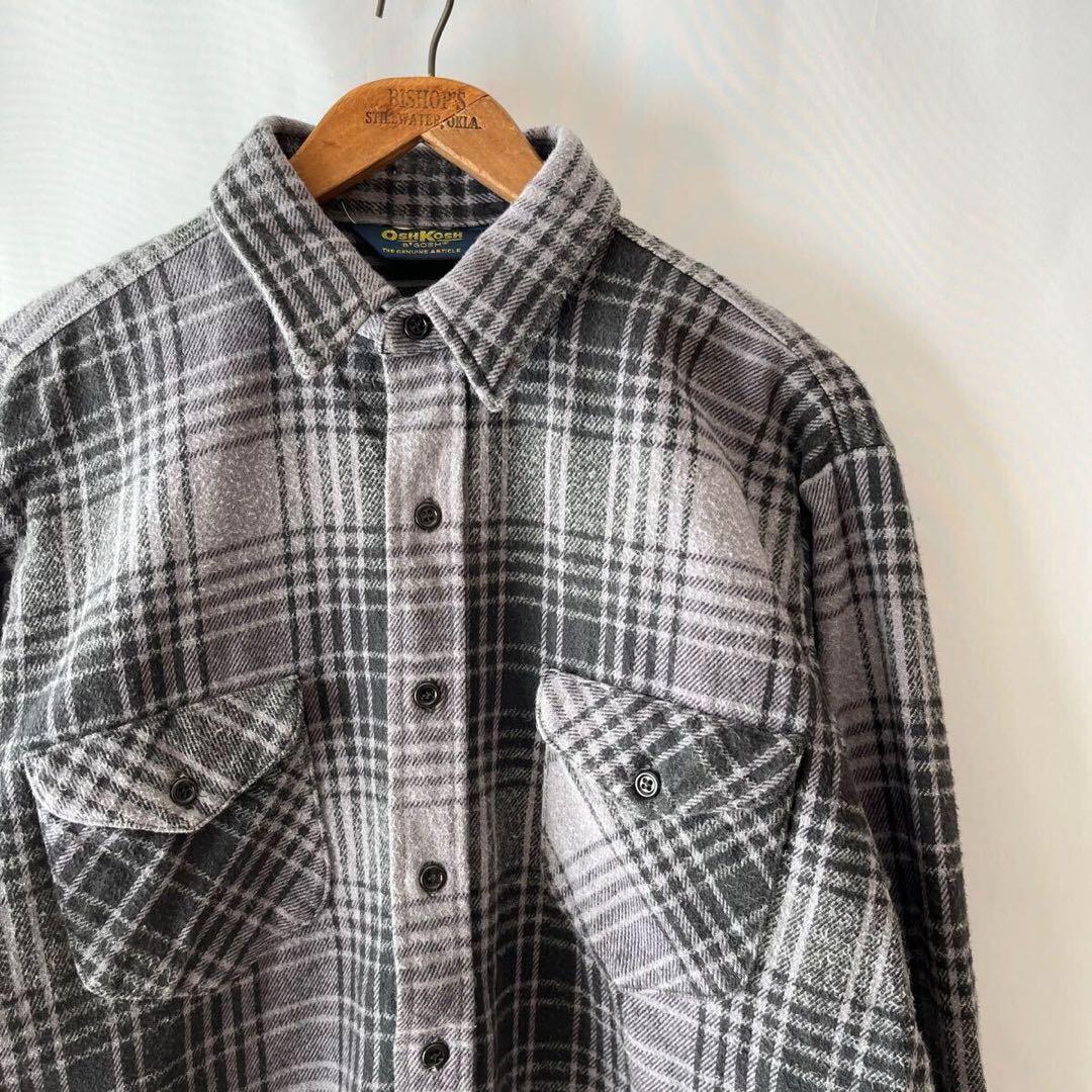 90s OSH KOSH チェック ネルシャツ ブラック 黒 ビンテージ