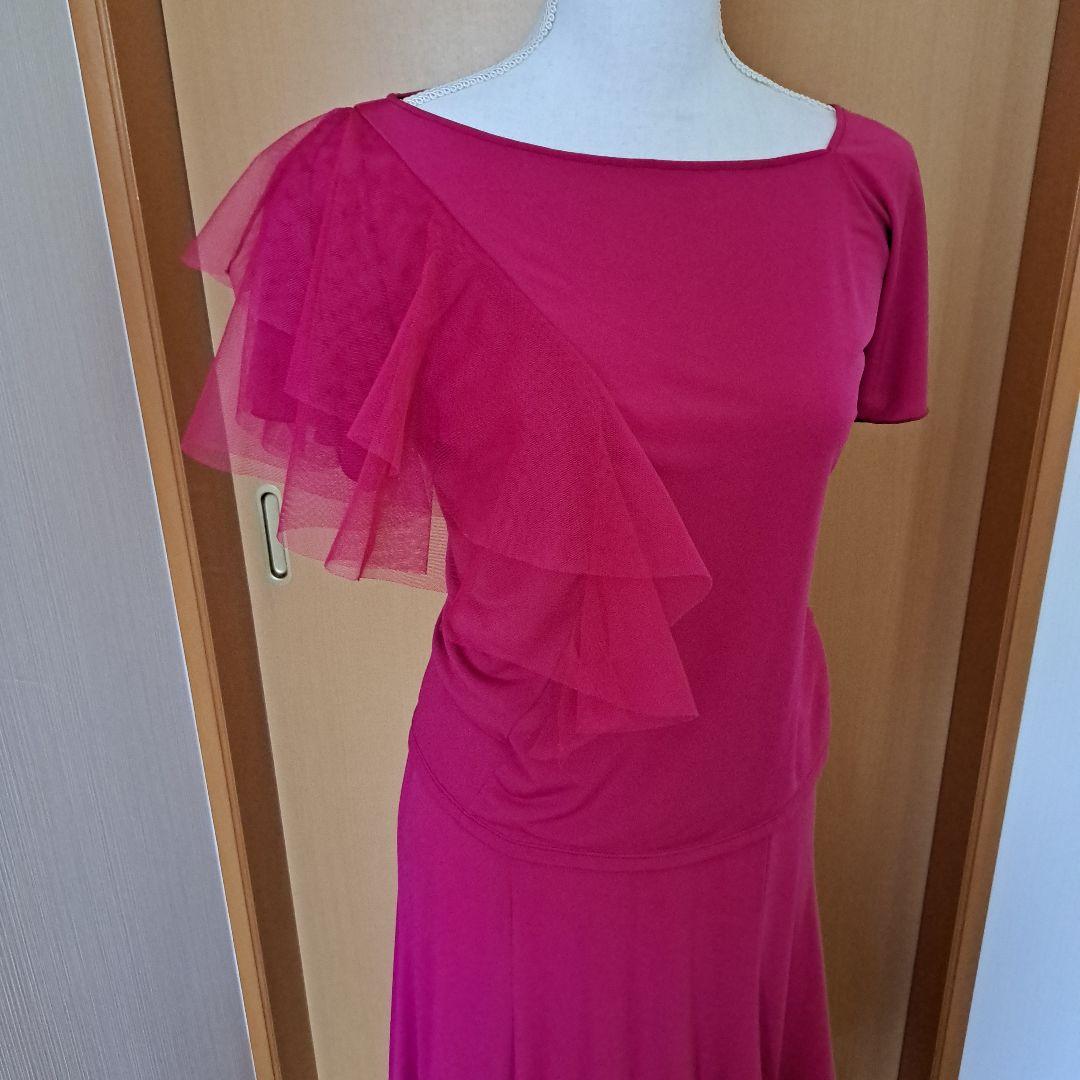 社交ダンス用ピンクドレス フリル付き